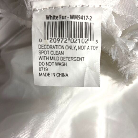 Christmas Tree Skirt 48 inches White Christmas Faux Fur Gold Snowflake Gemstones - Picture 5 of 11